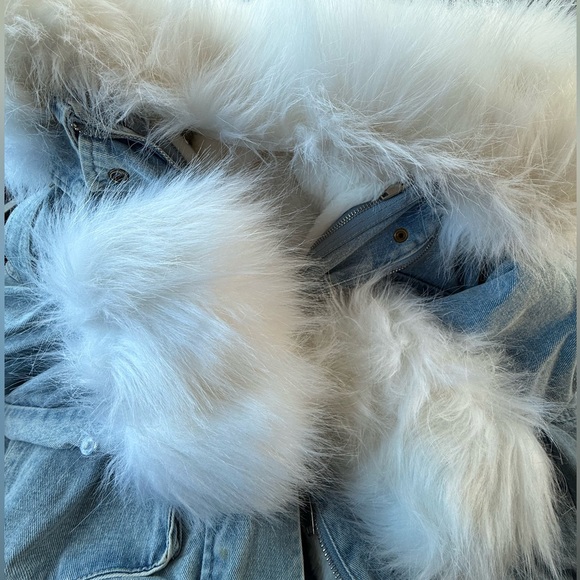 Denim Jacket with Faux Fur Trim - Picture 6 of 6